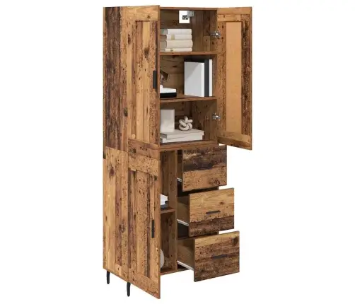 Augstais Skapītis 2 Pcs Vecs Koks Koka Un Stikla Materiāls Vidaxl