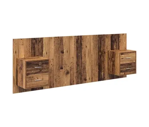 Gultas Galva Ar Skapīšu 3 Pcs Vecs Koks Inženierijas Koks Vidaxl