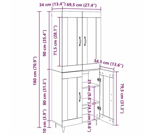 Kõrgushein Käsitööpuu 69,5 X 34 X 180 Cm Tehispuit