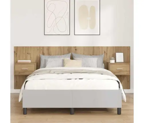 Gultas Galva Ar Skapīšu 3 Pcs Artisānā Ozols Inženierijas Koks Vidaxl