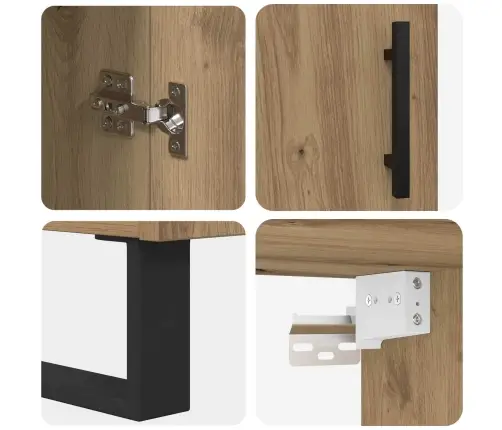 Augstais Skapītis 2 Pcs Artisānā Ozols Koka Un Stikla Materiāls Vidaxl