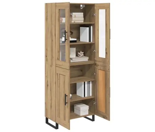 Augstais Skapītis 2 Pcs Artisānā Ozols Koka Un Stikla Materiāls Vidaxl