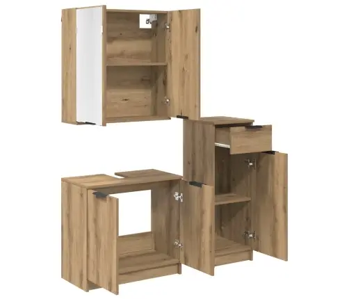 Vannas Istabas Mēbeļu Komplekts Ar Durvīm 3 Pcs Artisānā Ozols Vidaxl