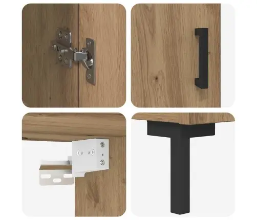 Augstais Skapītis 2 Pcs Artisānā Ozols 69,5 X 34 X 180 Cm Vidaxl