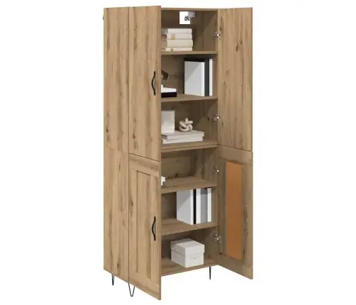 Augstais Skapītis 2 Pcs Artisānā Ozols Koka Un Stikla Materiāls Vidaxl