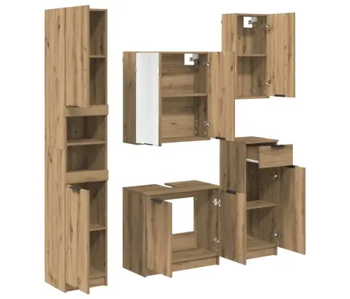 Vannas Istabas Mēbeļu Komplekts Ar Plauktu 5 Pcs Artisānā Ozols Vidaxl