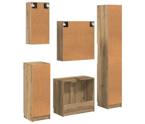 Vannas Istabas Mēbeļu Komplekts Ar Plauktu 5 Pcs Artisānā Ozols Vidaxl