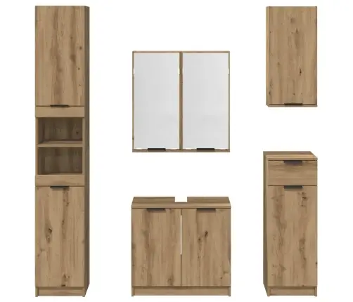 Vannas Istabas Mēbeļu Komplekts Ar Plauktu 5 Pcs Artisānā Ozols Vidaxl