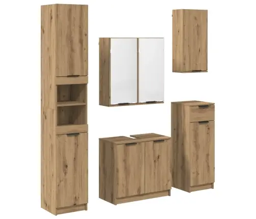 Vannas Istabas Mēbeļu Komplekts Ar Plauktu 5 Pcs Artisānā Ozols Vidaxl