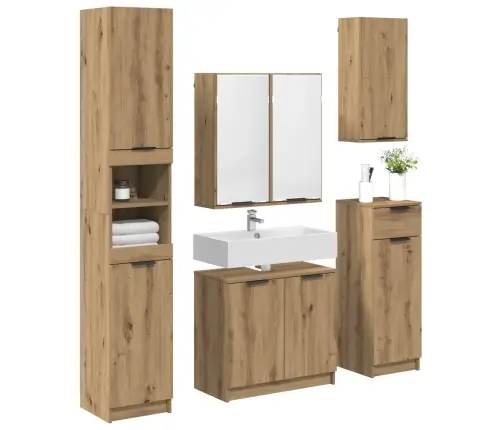 Vannas Istabas Mēbeļu Komplekts Ar Plauktu 5 Pcs Artisānā Ozols Vidaxl