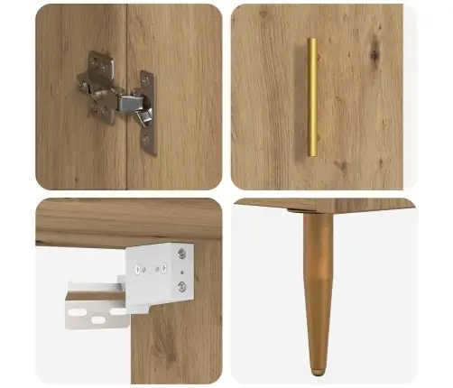 Augstais Skapītis 2 Pcs Artisānā Ozols Stikls Vidaxl