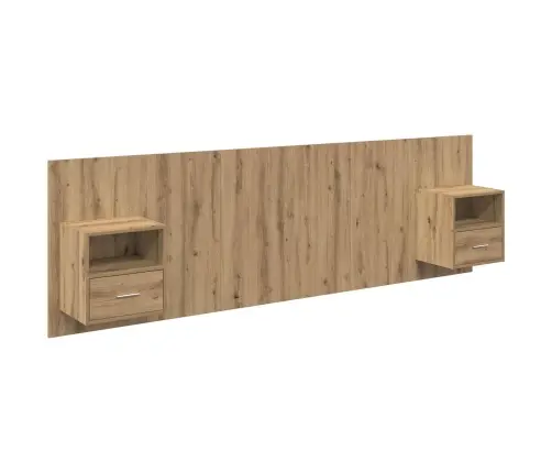 Gultas Galva Ar Skapīšu 3 Pcs Artisānā Ozols Inženierijas Koks Vidaxl