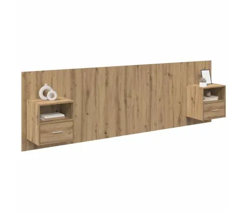 Gultas Galva Ar Skapīšu 3 Pcs Artisānā Ozols Inženierijas Koks Vidaxl