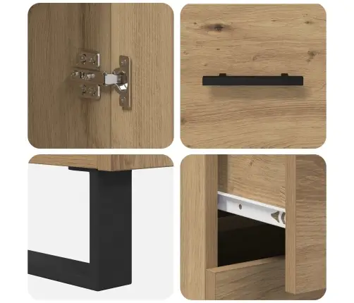 Aukštas Spintelė Su Stalčių 2 Pcs Amatininkų Ąžuolas