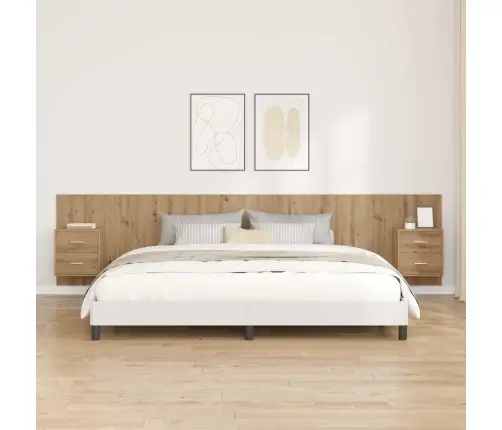 Gultas Galva Ar Skapīšu 3 Pcs Artisānā Ozols Inženierijas Koks Vidaxl