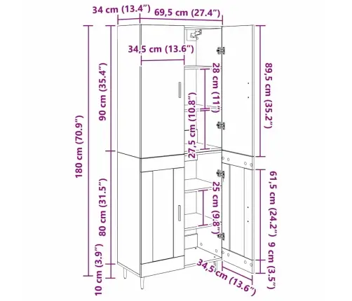 Aukštas Spintelė 2 Pcs Amatininkų Ąžuolas