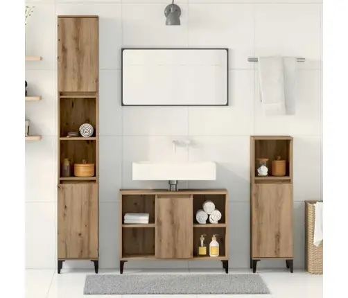 Vannas Istabas Mēbeļu Komplekts Ar Plauktu 3 Pcs Artisānā Ozols Vidaxl