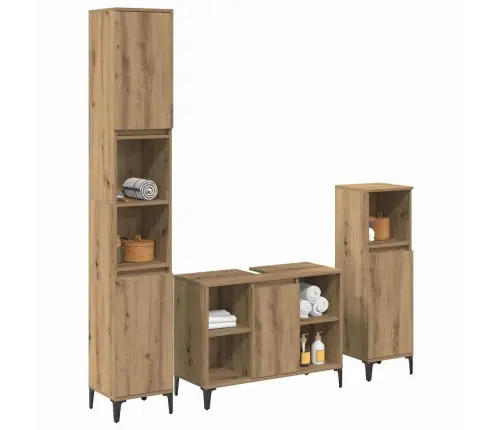Vannas Istabas Mēbeļu Komplekts Ar Plauktu 3 Pcs Artisānā Ozols Vidaxl