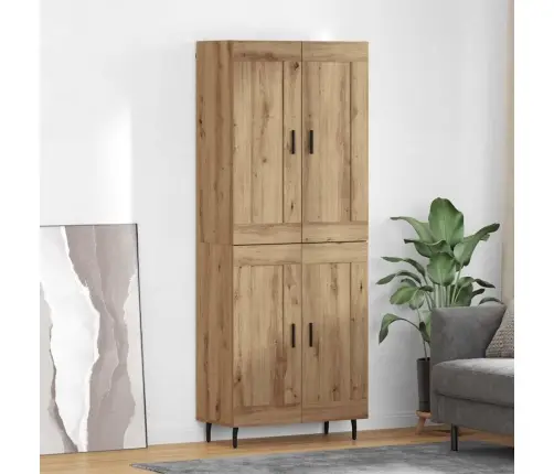 Augstais Skapītis 2 Pcs Artisānā Ozols Koka Un Stikla Materiāls Vidaxl