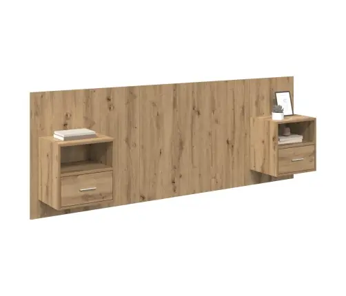 Gultas Galva Ar Skapīšu 3 Pcs Artisānā Ozols Inženierijas Koks Vidaxl