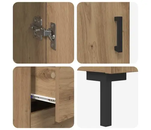 Augstais Skapītis 2 Pcs Artisānā Ozols 69,5 X 34 X 180 Cm Vidaxl