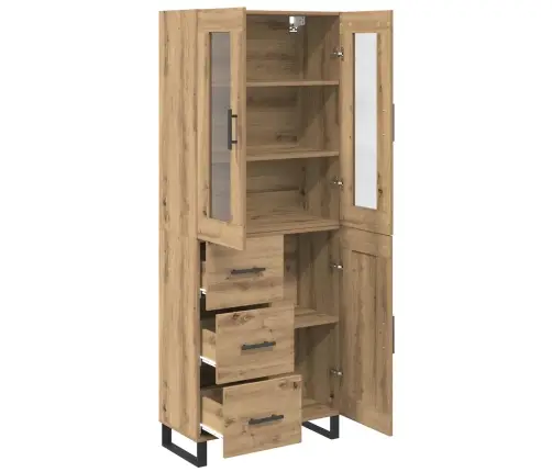 Augstais Skapītis 2 Pcs Artisānā Ozols Koka Un Stikla Materiāls Vidaxl