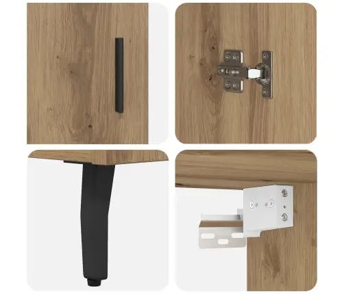 Augstais Skapītis 2 Pcs Artisānā Ozols Koka Un Stikla Materiāls Vidaxl