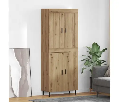 Augstais Skapītis 2 Pcs Artisānā Ozols Koka Un Stikla Materiāls Vidaxl