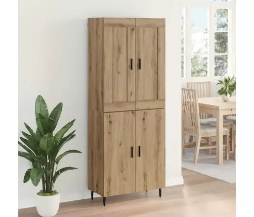 Augstais Skapītis 2 Pcs Artisānā Ozols Koka Un Stikla Materiāls Vidaxl