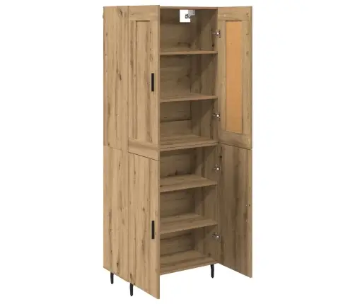 Augstais Skapītis 2 Pcs Artisānā Ozols Koka Un Stikla Materiāls Vidaxl