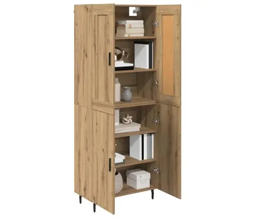 Augstais Skapītis 2 Pcs Artisānā Ozols Koka Un Stikla Materiāls Vidaxl