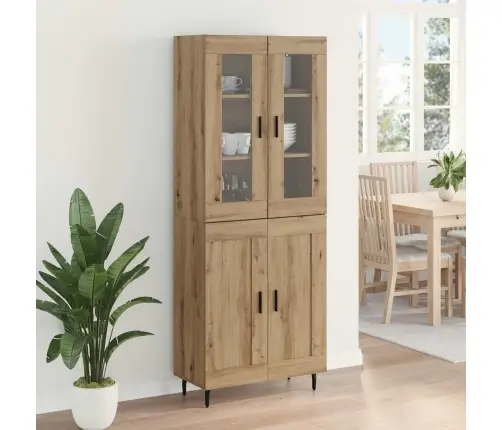 Augstais Skapītis 2 Pcs Artisānā Ozols Koka Un Stikla Materiāls Vidaxl