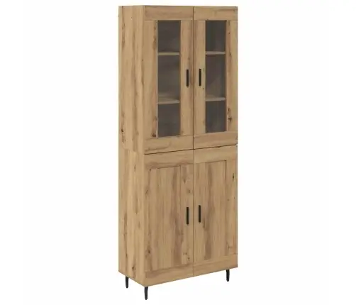 Augstais Skapītis 2 Pcs Artisānā Ozols Koka Un Stikla Materiāls Vidaxl