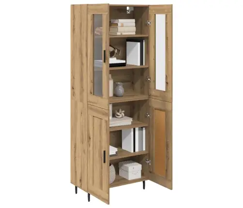 Augstais Skapītis 2 Pcs Artisānā Ozols Koka Un Stikla Materiāls Vidaxl