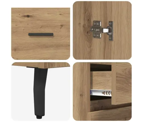 Augstais Skapītis 2 Pcs Artisānā Ozols Koka Un Stikla Materiāls Vidaxl