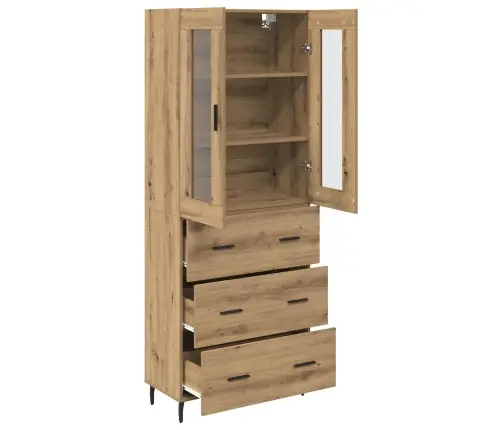 Augstais Skapītis 2 Pcs Artisānā Ozols Koka Un Stikla Materiāls Vidaxl