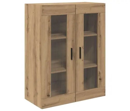 Augstais Skapītis 2 Pcs Artisānā Ozols Koka Un Stikla Materiāls Vidaxl