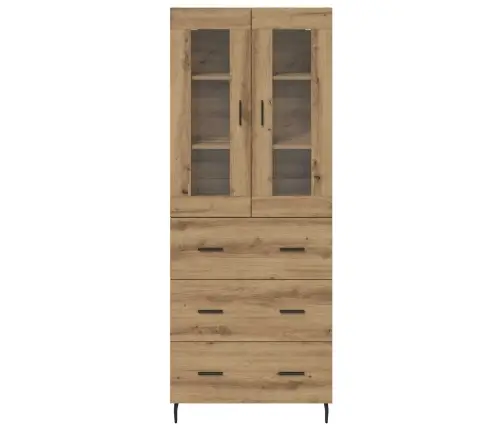 Augstais Skapītis 2 Pcs Artisānā Ozols Koka Un Stikla Materiāls Vidaxl