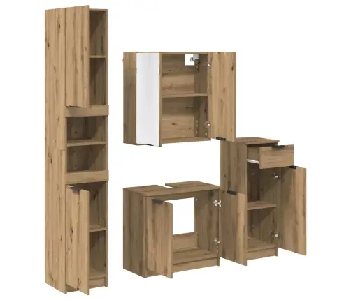Vannas Istabas Mēbeļu Komplekts Ar Plauktu 4 Pcs Artisānā Ozols Vidaxl