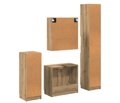 Vannas Istabas Mēbeļu Komplekts Ar Plauktu 4 Pcs Artisānā Ozols Vidaxl