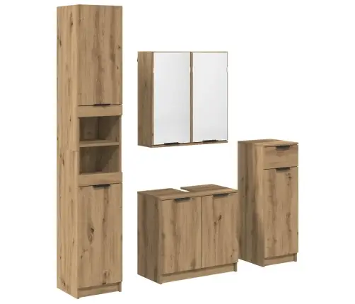 Vannas Istabas Mēbeļu Komplekts Ar Plauktu 4 Pcs Artisānā Ozols Vidaxl