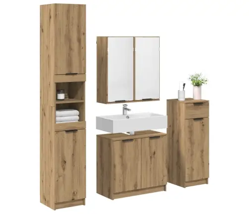 Vannas Istabas Mēbeļu Komplekts Ar Plauktu 4 Pcs Artisānā Ozols Vidaxl