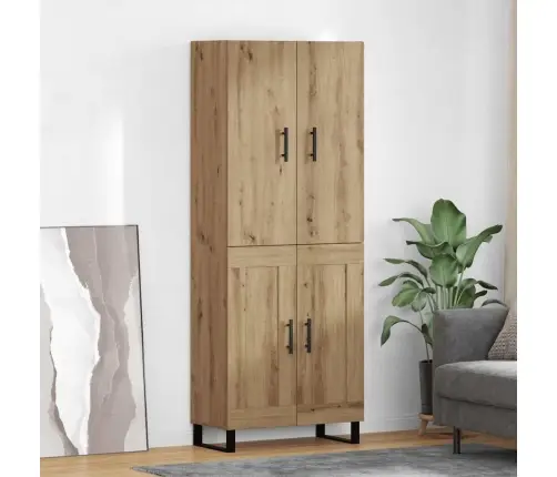 Augstais Skapītis 2 Pcs Artisānā Ozols Koka Un Stikla Materiāls Vidaxl