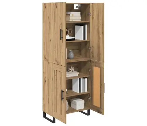 Augstais Skapītis 2 Pcs Artisānā Ozols Koka Un Stikla Materiāls Vidaxl