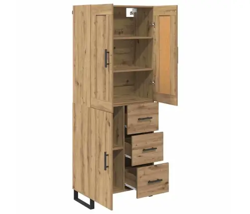 Augstais Skapītis 2 Pcs Artisānā Ozols Koka Un Stikla Materiāls Vidaxl