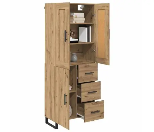 Augstais Skapītis 2 Pcs Artisānā Ozols Koka Un Stikla Materiāls Vidaxl