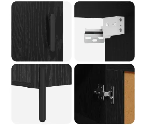 Augstais Skapītis 2 Pcs Melns Ozolkoks 69,5 X 34 X 180 Cm Vidaxl