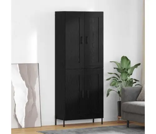 Augstais Skapītis 2 Pcs Melns Ozolkoks 69,5 X 34 X 180 Cm Vidaxl