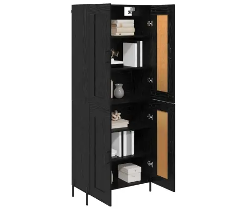 Augstais Skapītis 2 Pcs Melns Ozolkoks 69,5 X 34 X 180 Cm Vidaxl