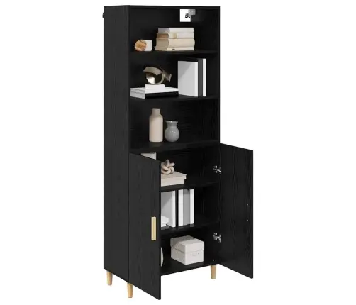 Augstais Skapītis 2 Pcs Melns Ozolkoks 69,5 X 34 X 180 Cm Vidaxl